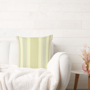 Pastel Yellow and Sage Stripe Throw Pillow 20x20