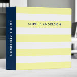 Pastel Yellow and White Stripes with Blue Side Binder<br><div class="desc">This preppy binder features pastel yellow and white stripes pattern on the front and back with a blue colour side. Personalize it by replacing the placeholder text in the template to add your information. For more options such as to change the font, text size/colour and the spacing between letters click...</div>