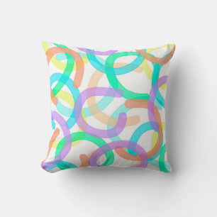 Pastel Yellow Blue Pink Abstract Art Happy Vibes Throw Pillow