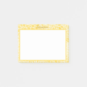 Pastel yellow dahlias personalized post-it notes