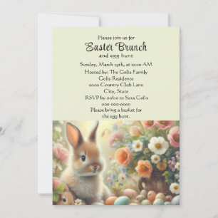 Pastel Yellow Easter Brunch with Bunny  Invitation