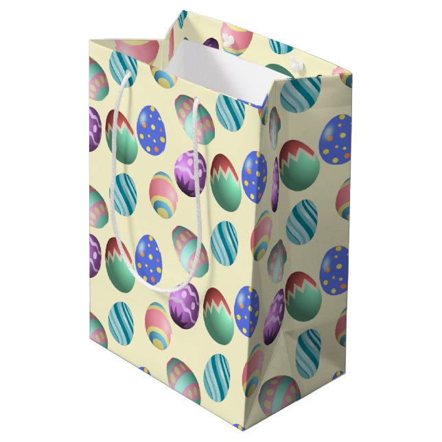 Pastel Yellow Easter Egg Easter Party Egg Hunt Fun Medium Gift Bag (Back Angled)