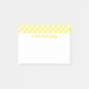 Pastel Yellow Gingham Pattern Post-it Notes