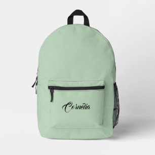 Pastel Yellow Green Black Personalized Name Printed Backpack
