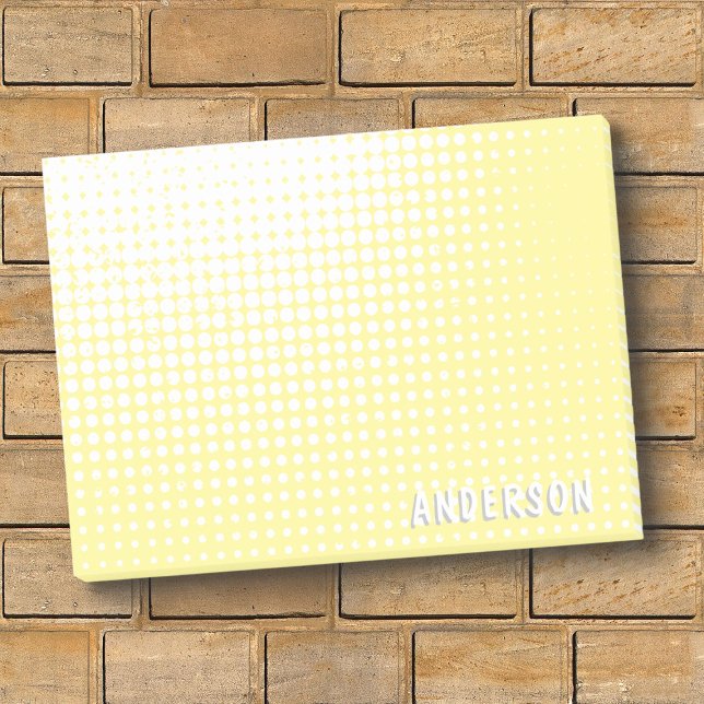 Pastel yellow halftone gradient personalized name post-it notes (Creator Uploaded)