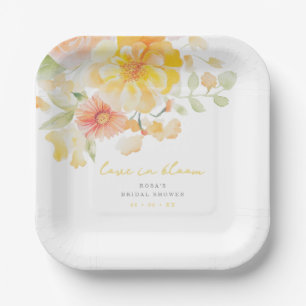 Pastel Yellow Love in Bloom Bridal Shower Paper Plate