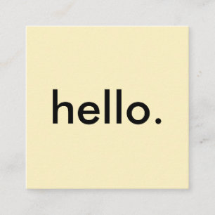 Pastel Yellow Minimalist Hello Square Business Card