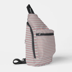 Pastel yellow, orange and blue stripes sling bag