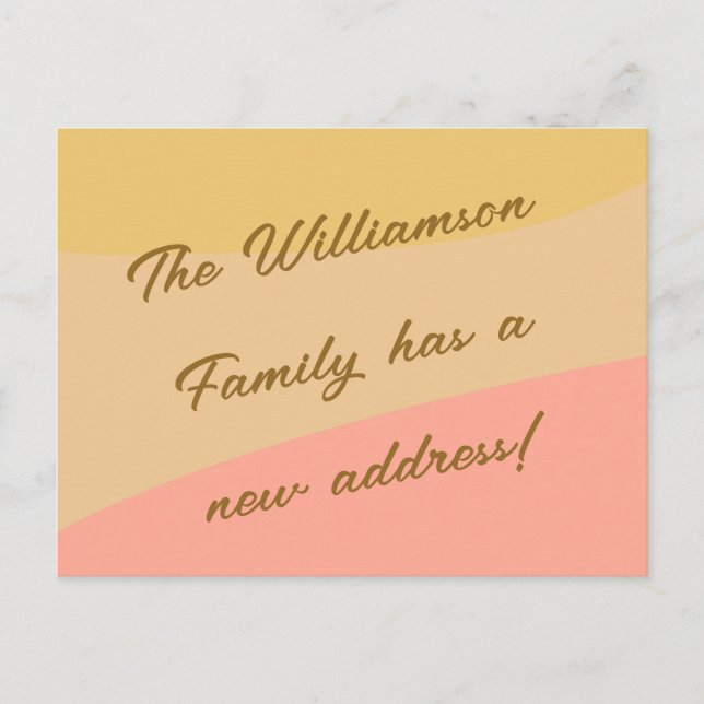 Pastel Yellow Peach Abstract Retro We've Moved Postcard (Front)