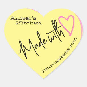 Pastel Yellow Pink From The Kitchen Made With Love Heart Sticker