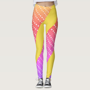 Pastel Yellow Pink Leggings Long