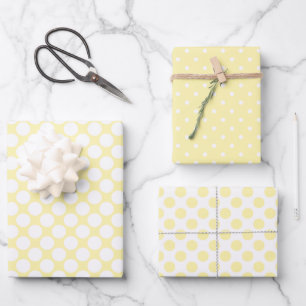 Pastel Yellow Polka Dot Spring Wrapping Paper Sheet