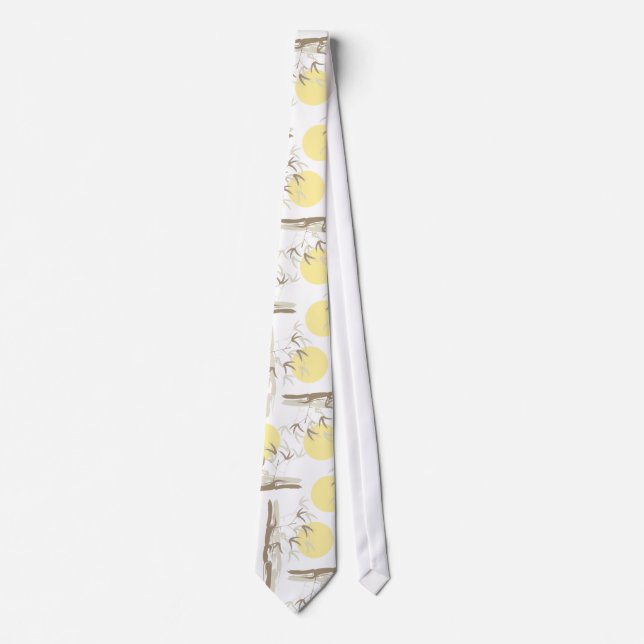Pastel Yellow Sunrise Oriental Bamboo Tree Garden Tie (Front)
