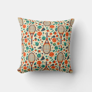 Pastel Yellow 🎾Vintage Tennis Delight🎾 Throw Pillow