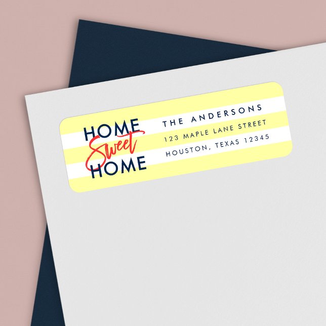 Pastel Yellow White Stripes Blue  Home Sweet Home (Creator Uploaded)