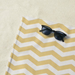Pastel yellow zig zag stripe geometric beach towel