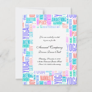 Pastel Yoga Word Cloud Elegant Pattern Invitation