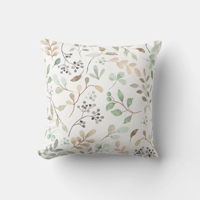 Pastel Zen Leaves Throw Pillow (Front)