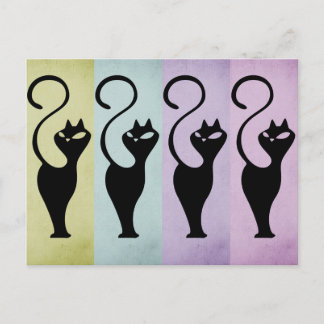 Pastello Cats Black Silhouette Postcard