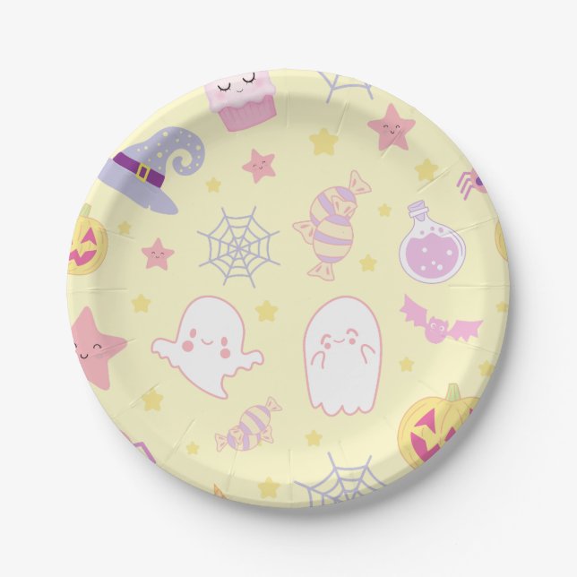 Pasteloween Cute Halloween Party Paper Plate (Front)
