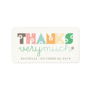 Pastels Daisy Blooms Baby Shower Party Thank You Label