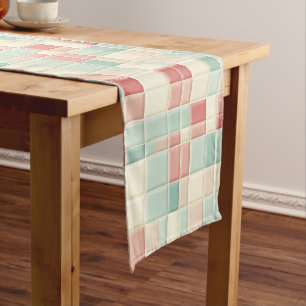 Pastels pattern Faux Ceramic Tiles Short Table Runner