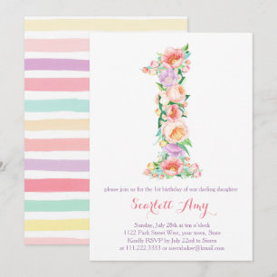 Pastels Printemps Été 1er Anniversaire Invitations