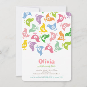 Pastels Retro Chicks Fille Invitation de fête d'an