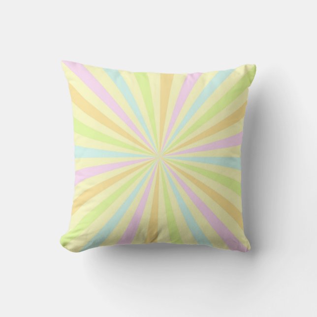 Pastels Spinning Wheel Sun Burst Throw Pillow (Front)