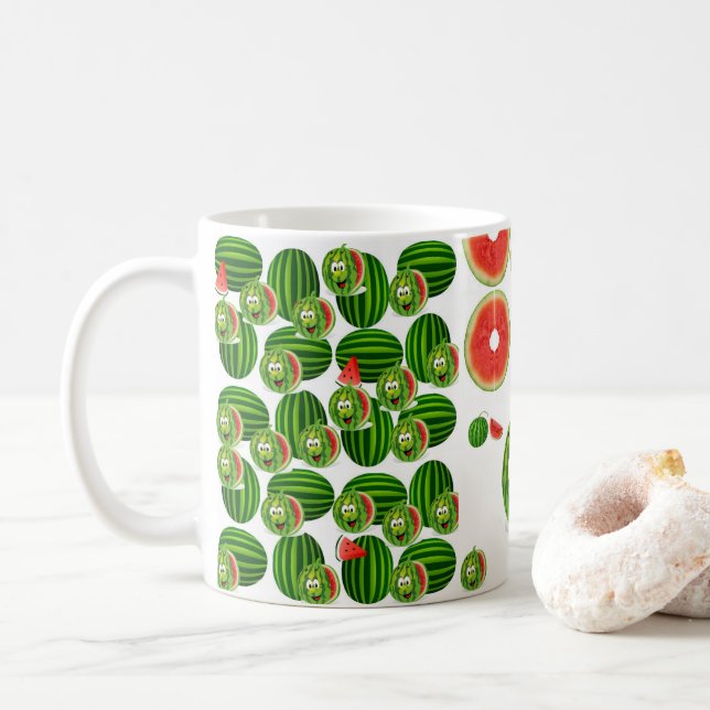 Pastèque café tasse de thé vert imprimé rouge (Avec donut)