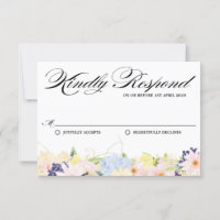 Paster Spring Flowers Mariage carte RSVP