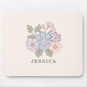 Pasterl Flowers on the light pink backgroud Mouse Pad