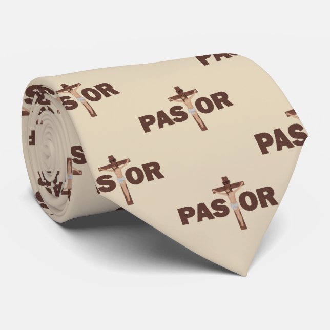 Pasteur chrétien (Jésus sur la croix) cravate (Roulé)