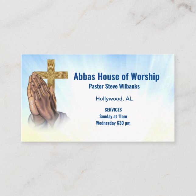 Pasteur ou diacre main de prière Église Carte de v (Devant)