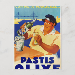 Pastis Olive - Comme a Marseille Postcard