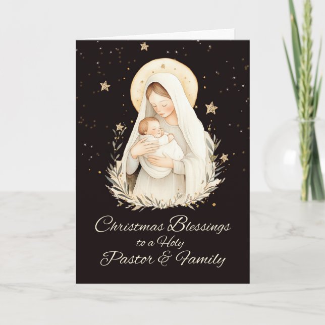Pastor and Family Christmas Blessings Madonna Card (Front)