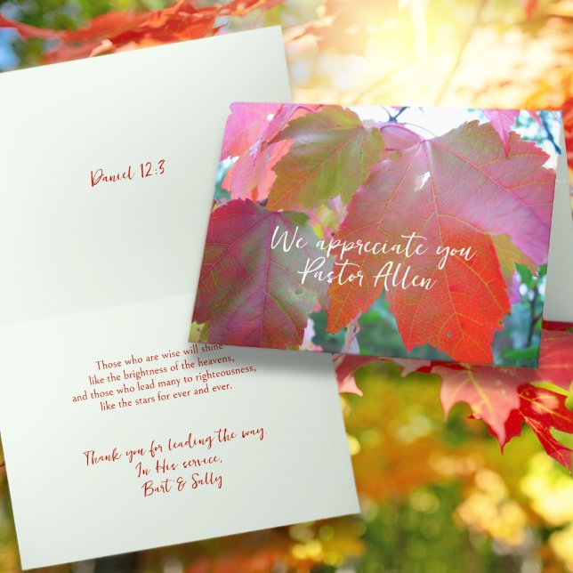 Pastor Appreciation Fall Foliage Message Card (Creator Uploaded)