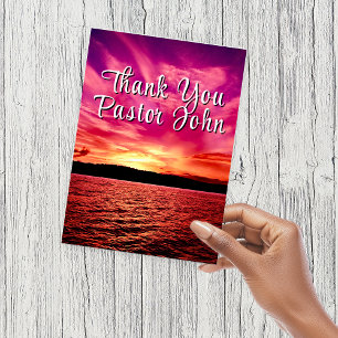 Pastor Appreciation Postcard Ocean Pink Sunset