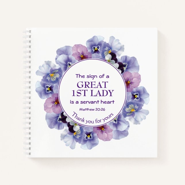 PASTOR APPRECIATION Thank You 1st Lady Floral Notebook (Front)