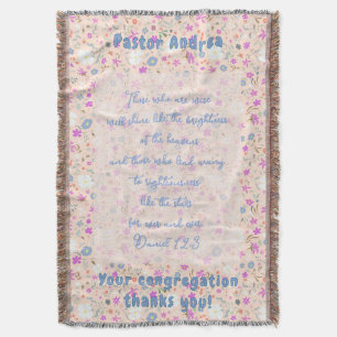 Pastor Appreciation Woman Botanical Scripture Throw Blanket