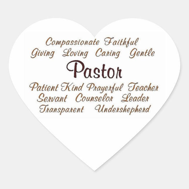 Pastor Attributes Heart Sticker (Front)