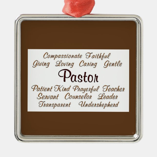 Pastor Attributes Metal Ornament (Front)