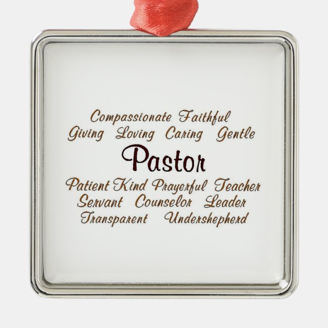 Pastor Attributes Metal Ornament (Front)