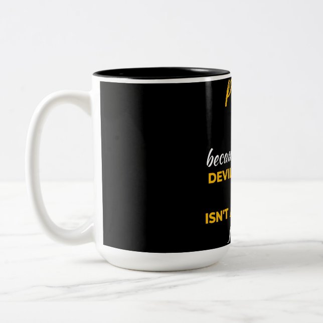 Pastor Because Hardcore Devil Stomping Ninja Two-Tone Coffee Mug (Left)