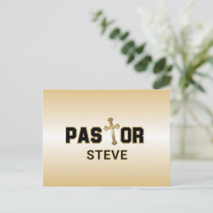 Pastor Black Gold Cross Personalized  Postcard
