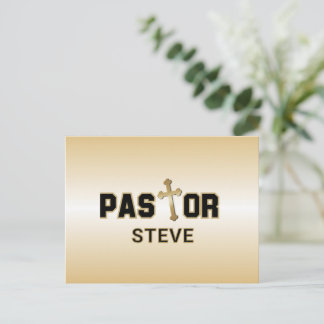 Pastor Black Gold Cross Personalized  Postcard