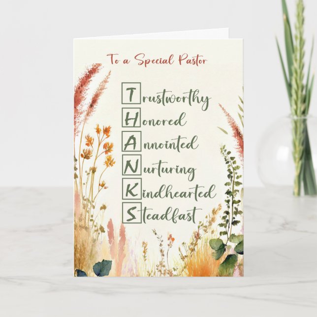 Pastor Clergy Appreciation Day Acrostic Words Card (Front)