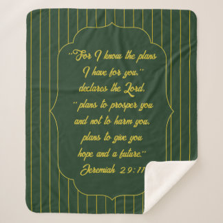 Pastor Gift Plans for You Scripture Green Stripes Sherpa Blanket