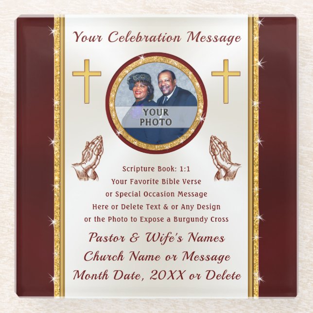 Pastor Gifts Personalized, Christian Coasters (Front)