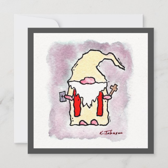 "Pastor Gnome" Greeting Card (Front)